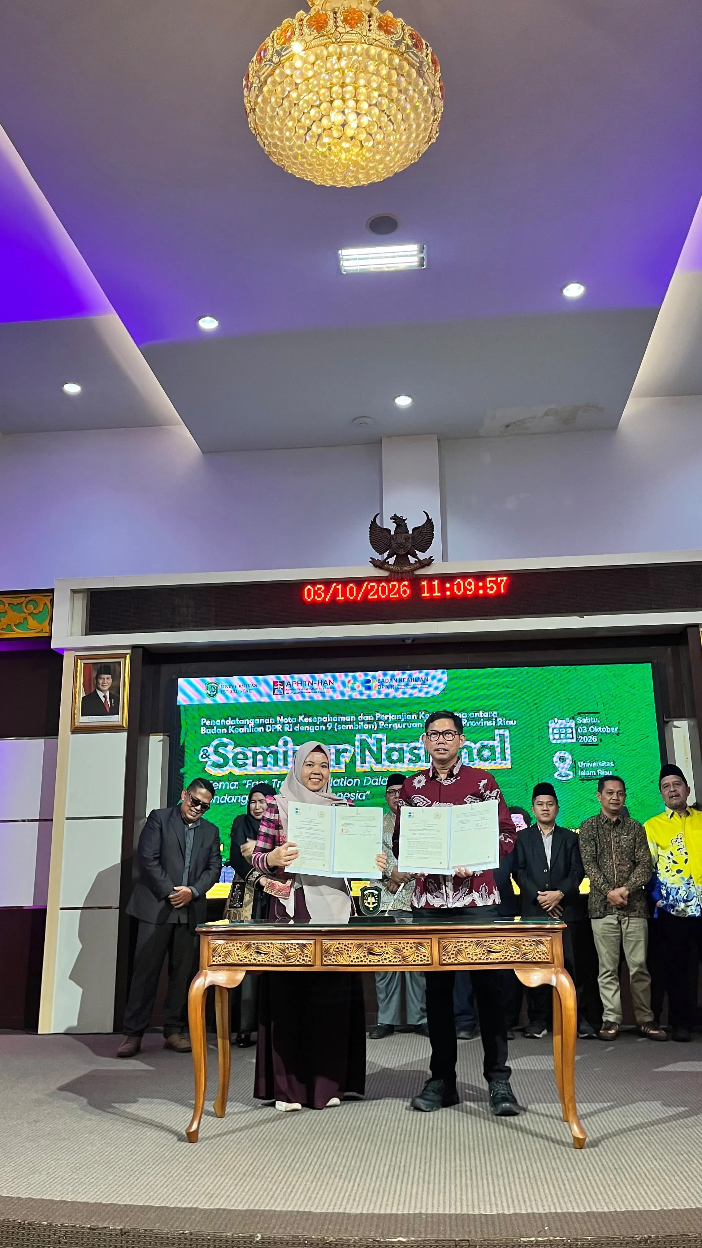 Penanda Tanganan MoU Antara Universitas Hang Tuah Pekanbaru dengan Badan Ahli Dewan Perwakilan Rakyat Republik Indonesia Tahun 2026