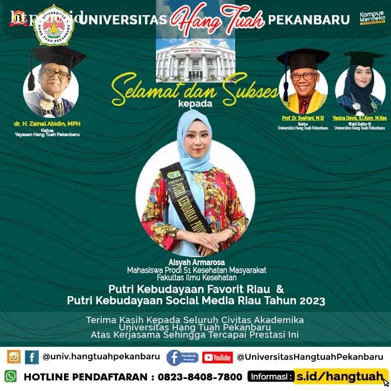 Mahasiswa S1 Kesehatan Masyarakat UHTP kembali meraih prestasi dalam Event Putri Kebudayaan Riau Tahun 2023