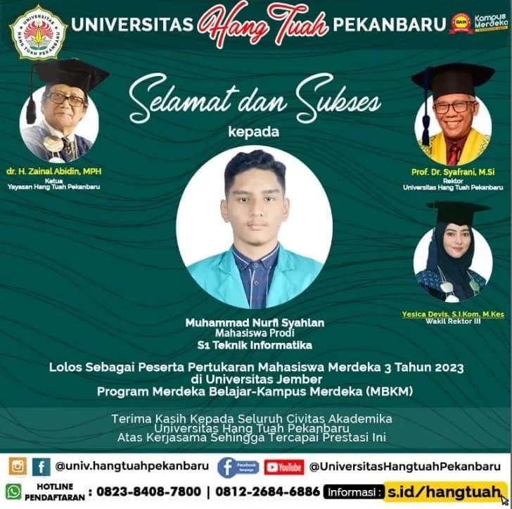 6 Mahasiswa Universitas Hang Tuah Pekanbaru Lolos Kampus Merdeka Program PMM Tahun 2023 