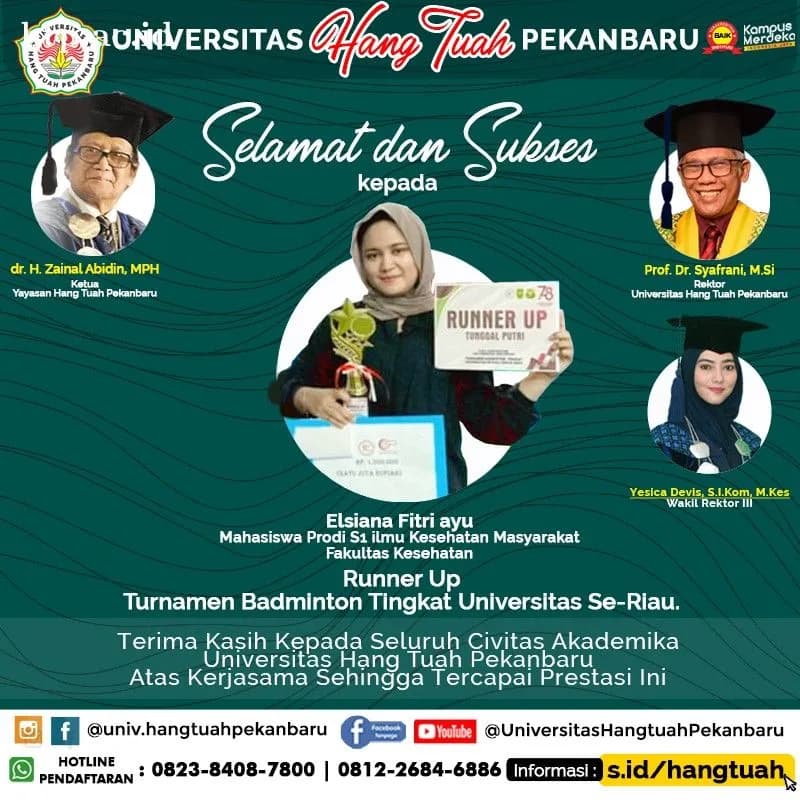 Mahasiswa UHTP menjadi Runner UP dalam Ajang Badminton se Provinsi Riau
