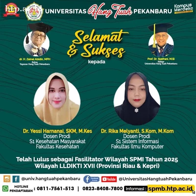 Dua Dosen Universitas Hang Tuah Pekanbaru Lulus Sebagai Fasilitator Wilayah SPMI Tahun 2024